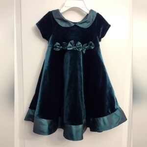 🩷 Emerald Green Velvety Soft lined Christmas Holiday Dress size 18 months